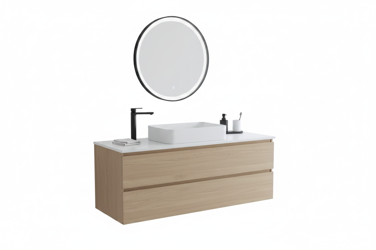 Mueble baño fondo blanco puro