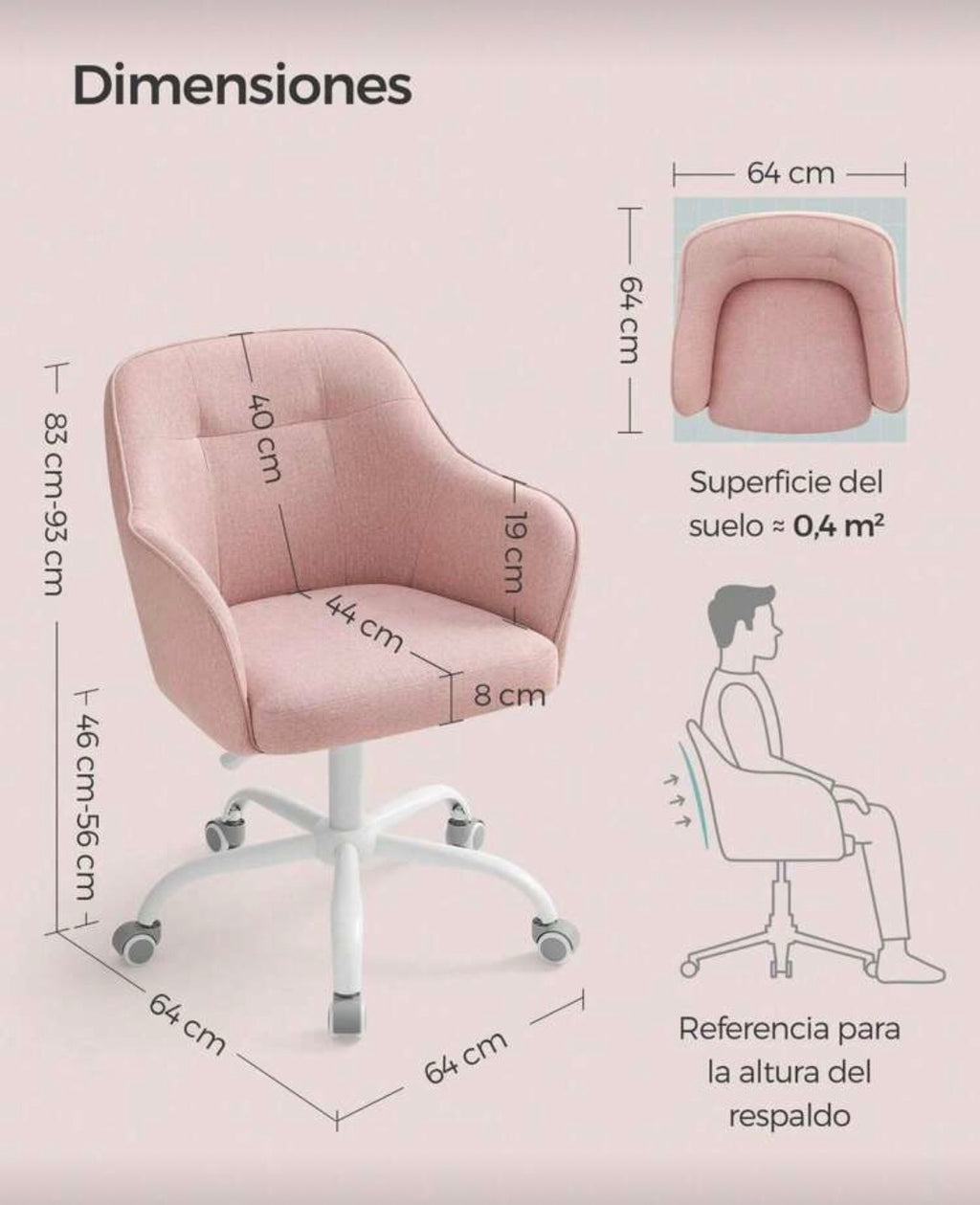 Silla de escritorio giratoria rosa