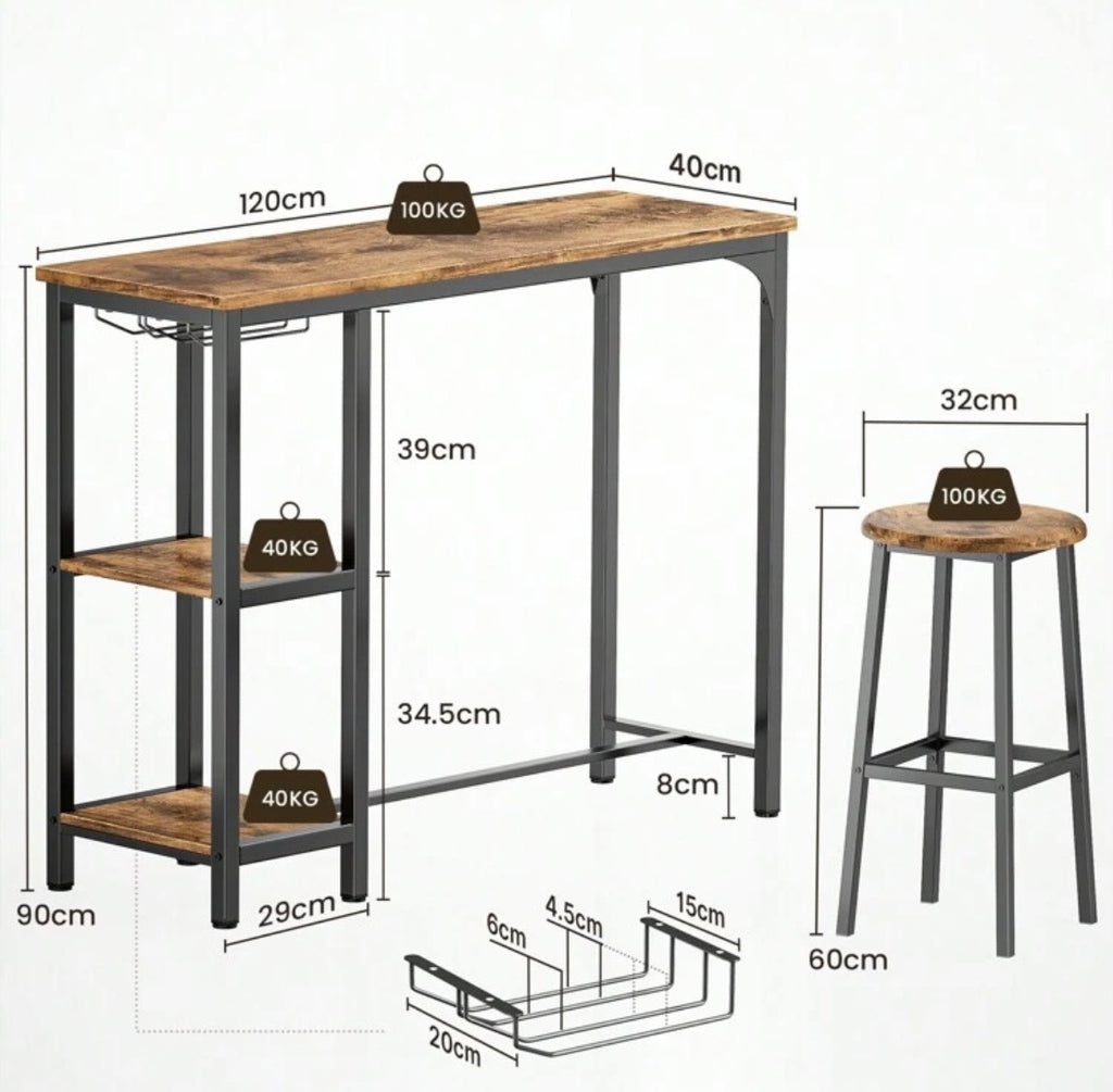 Mesa de Bar Industrial con Taburetes