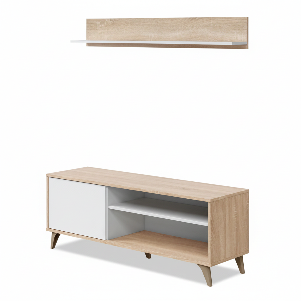Conjunto Mueble TV Nórdico con Estante