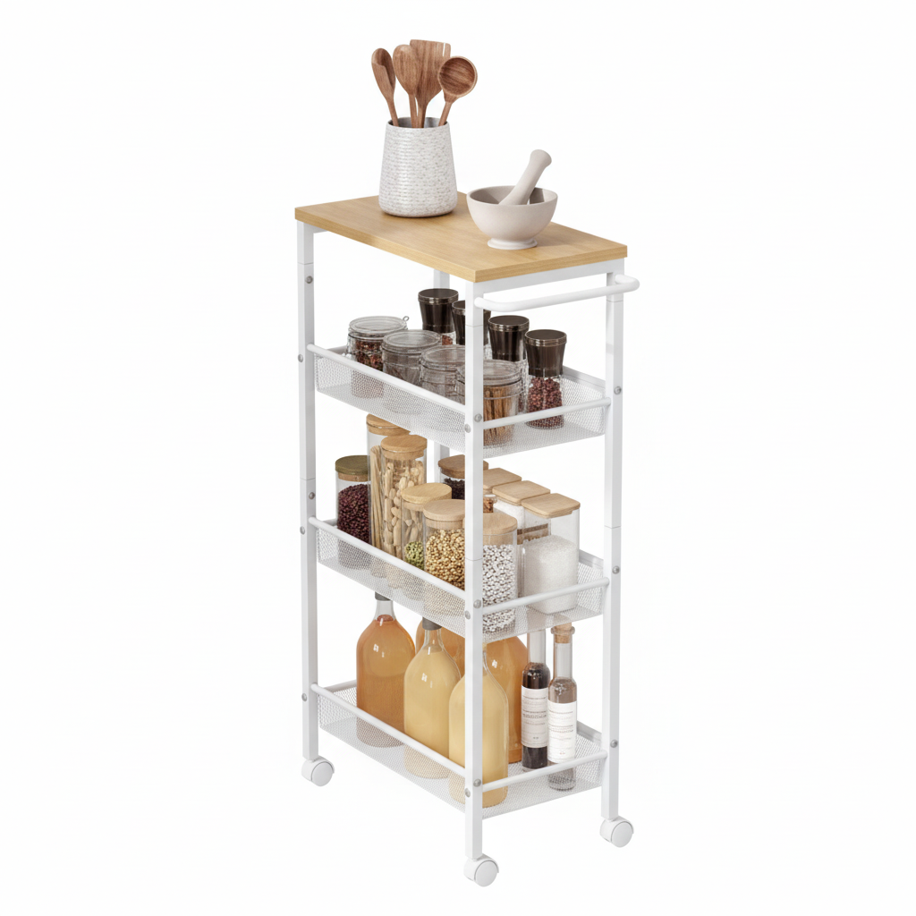 Carrito Organizador con Ruedas – 4 Estantes