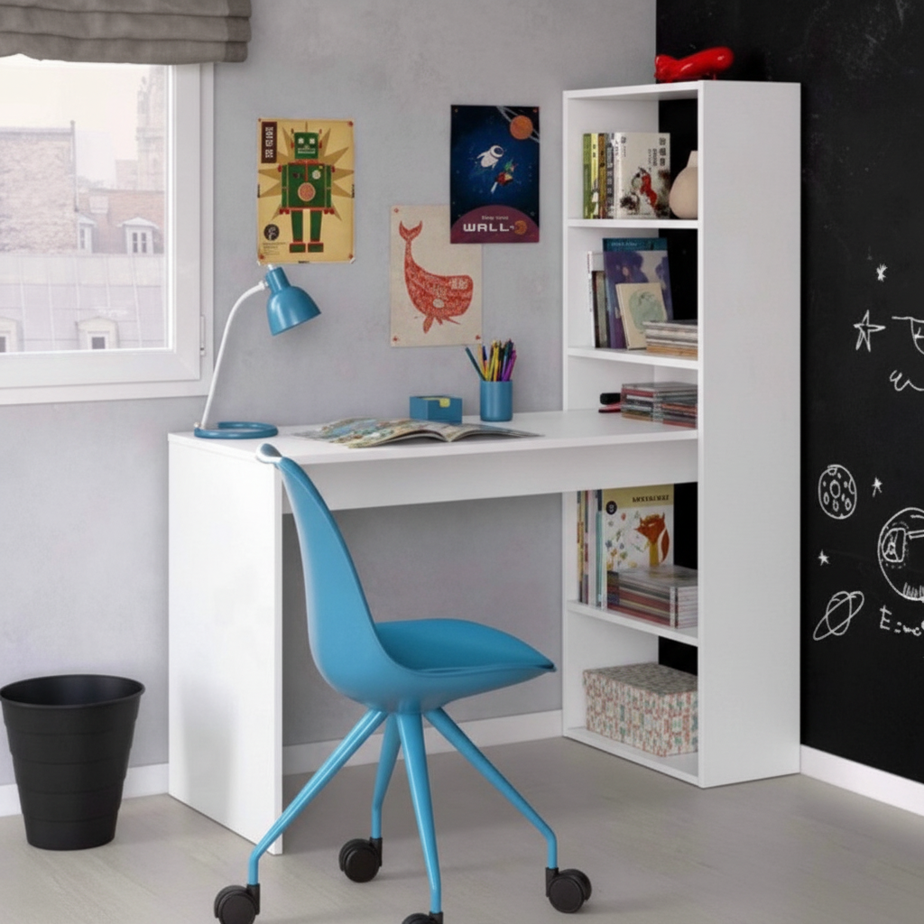 Escritorio con Librería Integrada Blanco