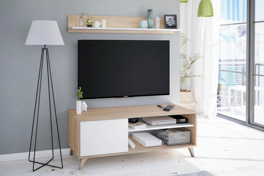 Conjunto Mueble TV Nórdico con Estante