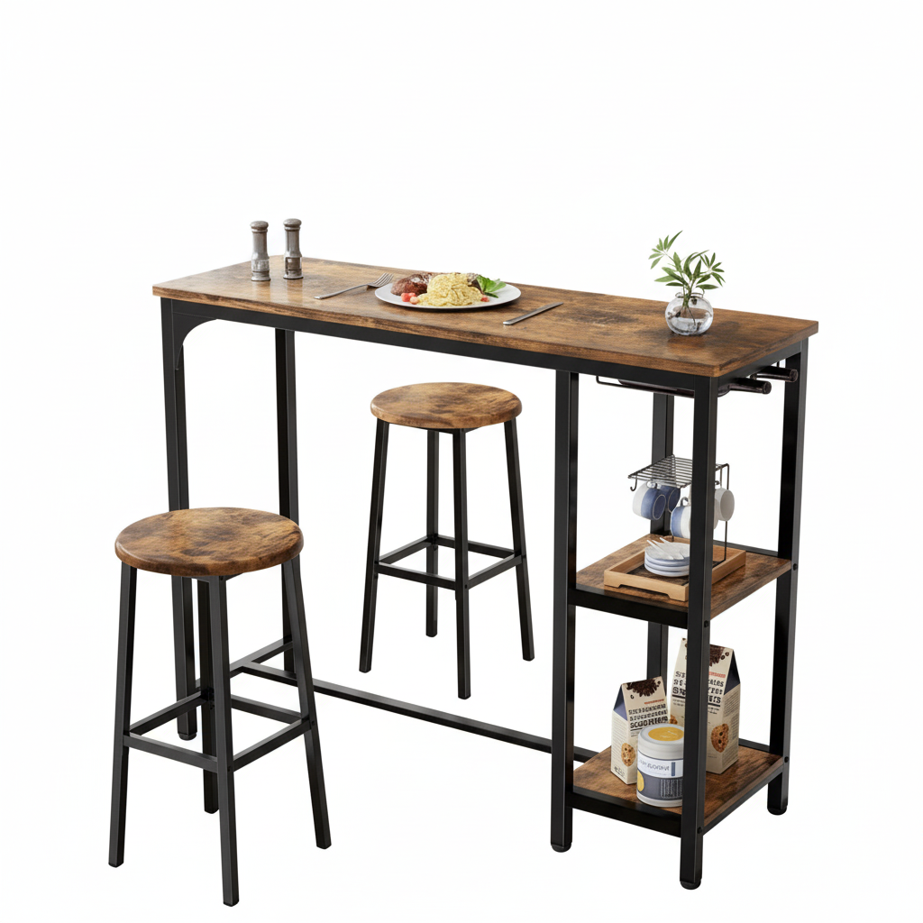 Mesa de Bar Industrial con Taburetes