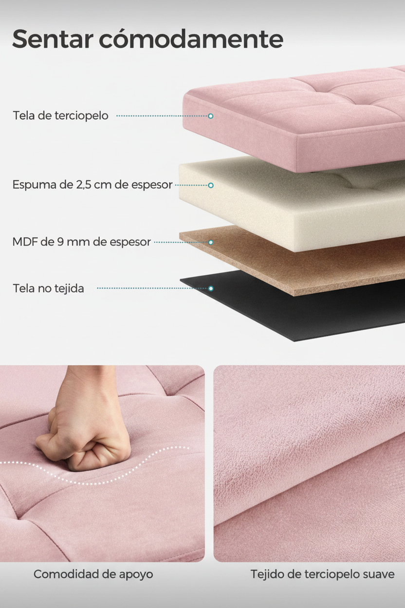 Baúl Plegable Rosa con Almacenaje 131L