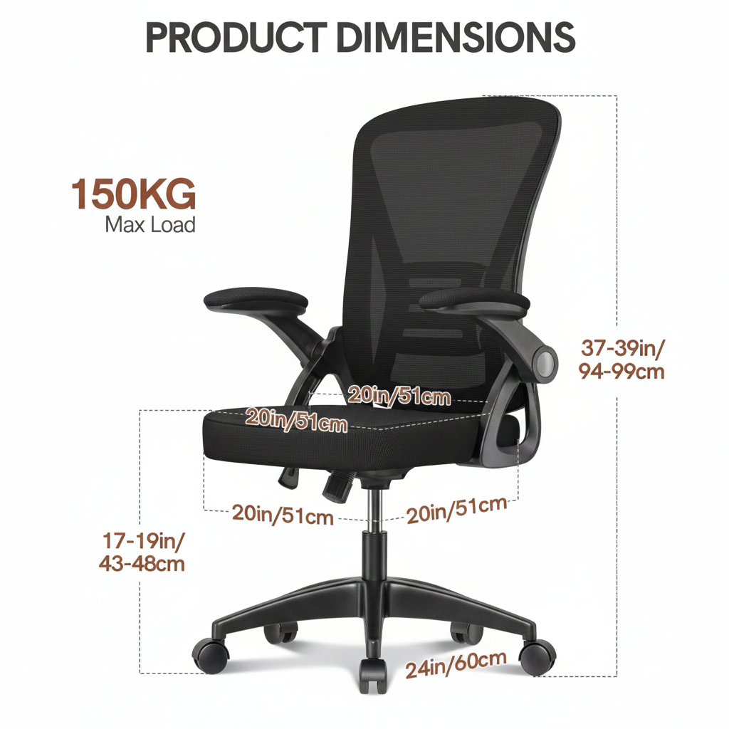Silla Ergonómica Negra con Reposabrazos Abatibles