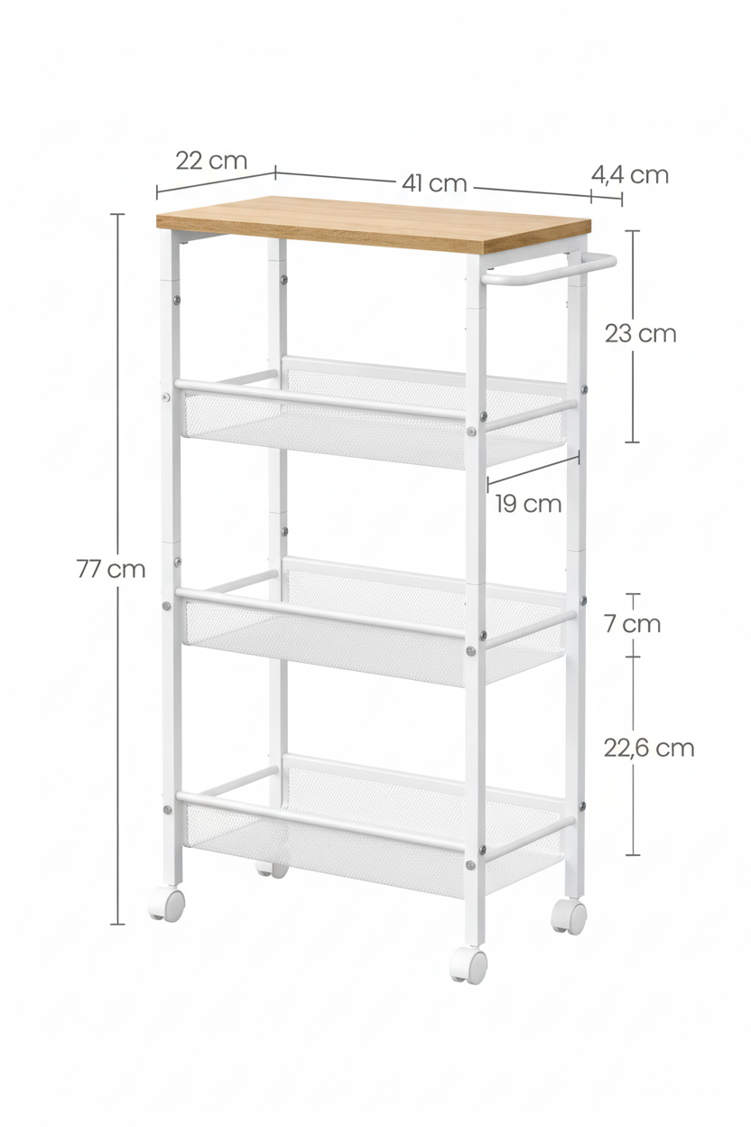 Carrito Organizador con Ruedas – 4 Estantes
