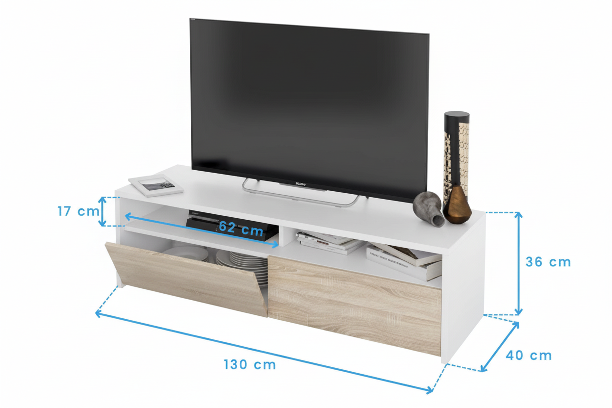 Mueble TV Moderno Blanco con Cajones