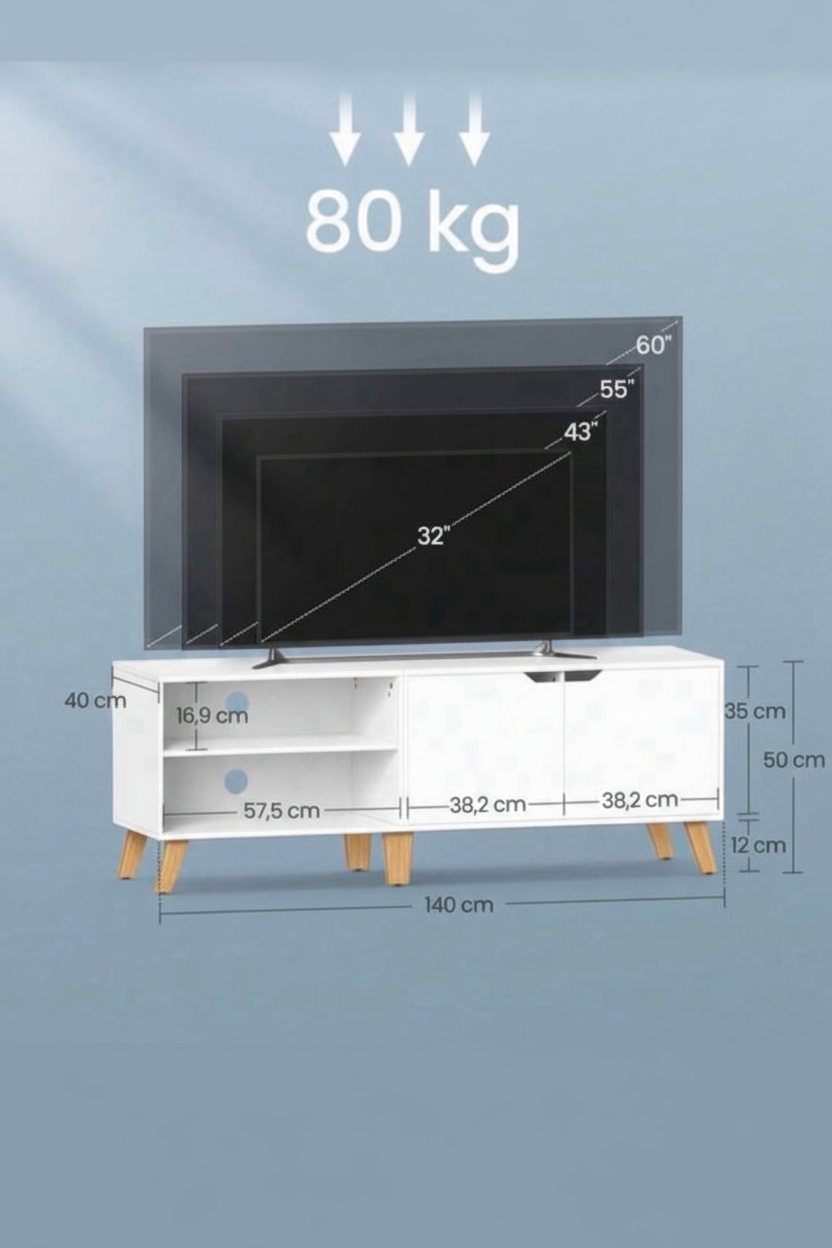 Mueble TV Escandinavo Blanco