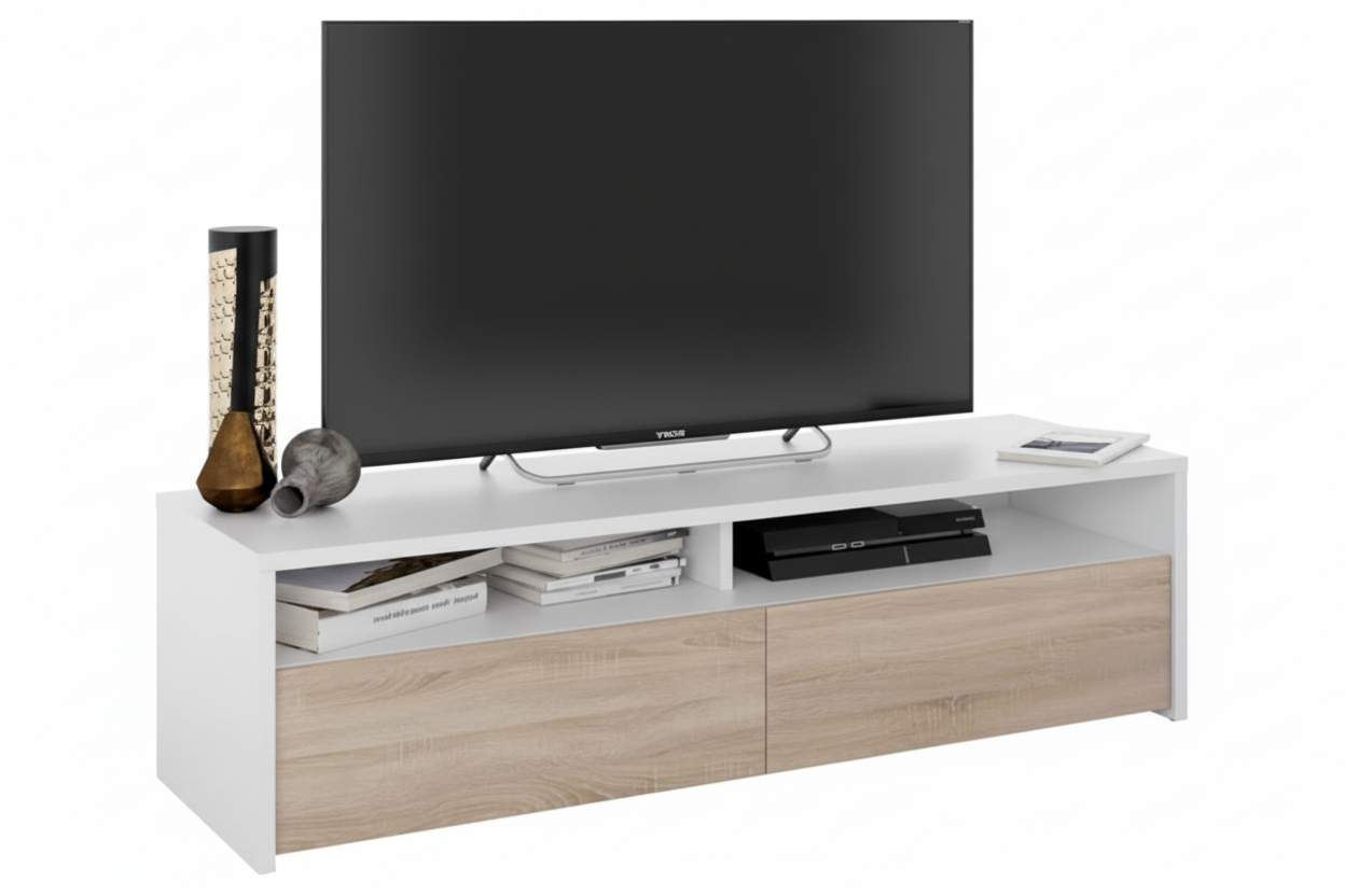 Mueble TV Moderno Blanco con Cajones