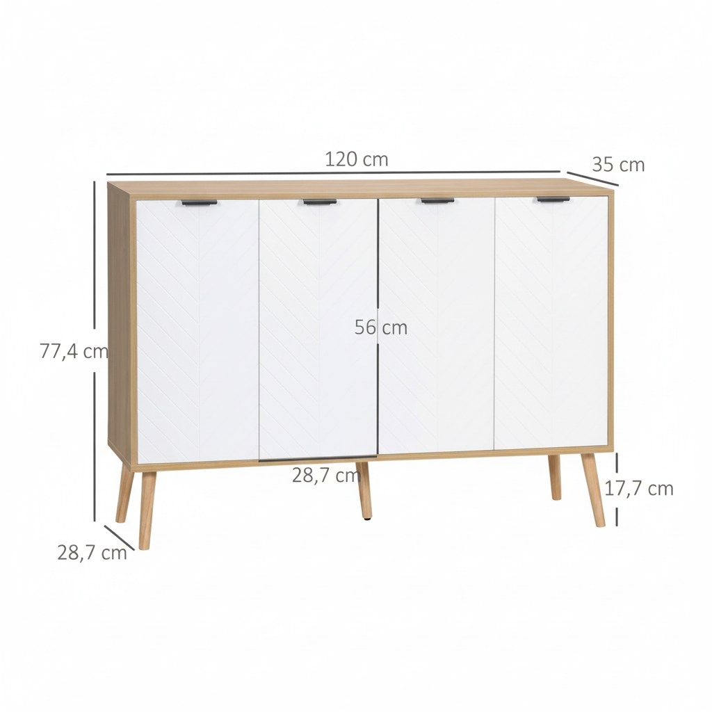Aparador Nórdico Blanco 4 Puertas